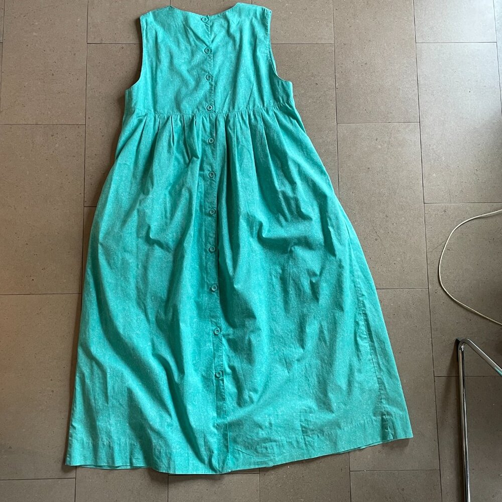 Rare Vintage 80s Laura Ashley Pinafore Empire Waist Cotton Dress-Sz.10 - Picture 6 of 13